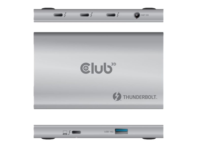 Club 3D Thunderbolt 4 bærbar 5-i-1-hub med smart strømforsyningsdokkstasjon