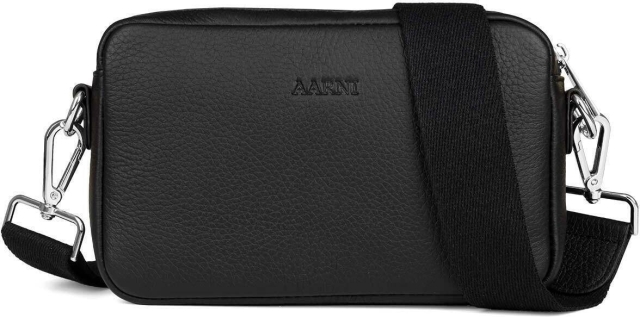 Aarni Crossbody Bag, svart, sølvfarget glidelås