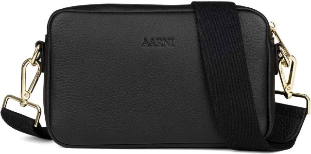 Aarni Crossbody Bag, svart, glidelås i gull