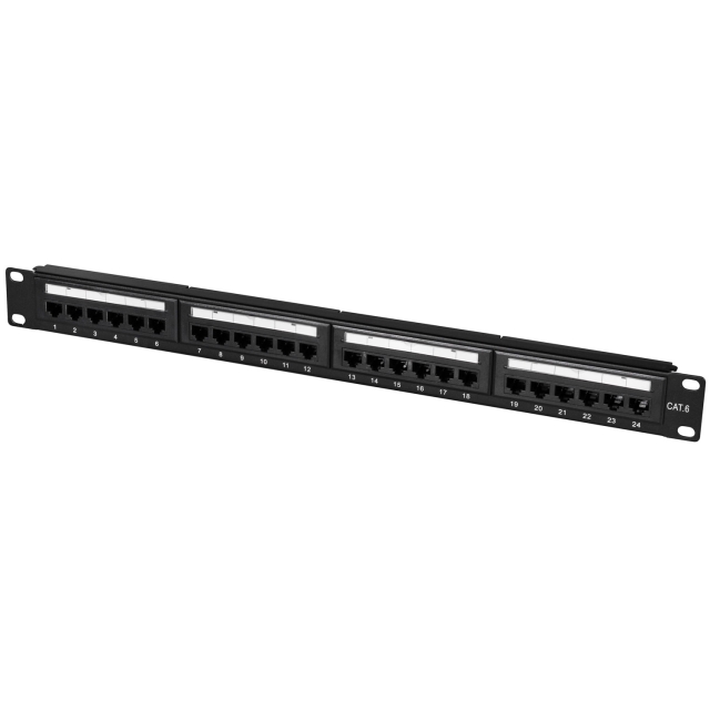LogiLink Patchpanel 24-port Cat6 for 19" rack U1 Svart