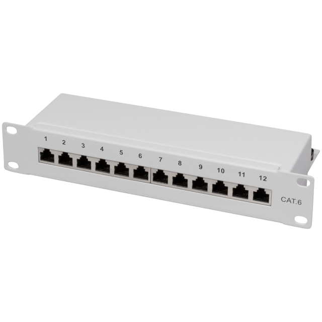 LogiLink Patchpanel 12-port Cat6 for 10-tommers rack U1 grå