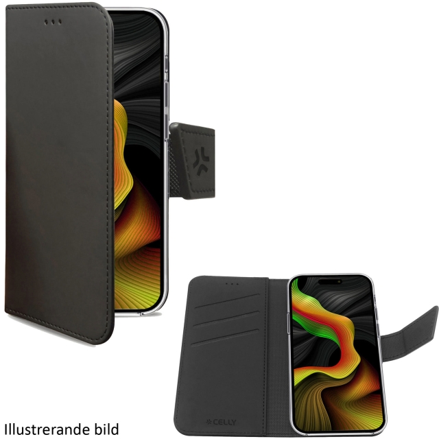 Celly Wally lommebokveske til iPhone 16 Pro Max Svart