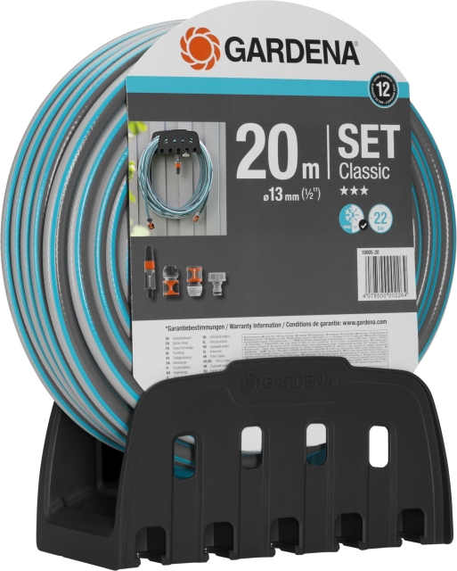 GARDENA Classic hageslangesett med veggbrakett, 20 m