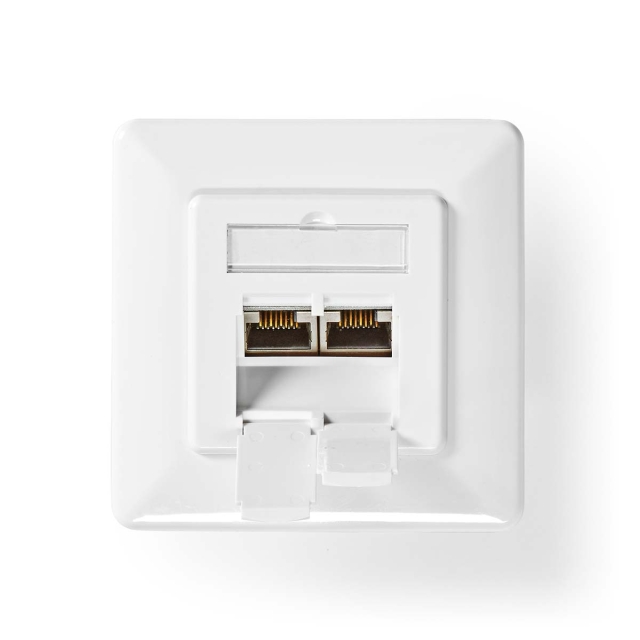 Nedis Nettverksveggboks | Innfelt montering | 2-Port port(s) | CAT7 | Rett | Hunn | Gull belagt | PVC | Elfenben | Boks