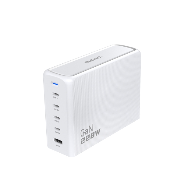 Dudao A228EU 228Watt GaN-adapter 4xUSB-C + 1xUSB-A Hvit