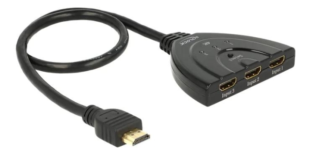 DeLOCK HDMI UHD Switch 3xHDMI>1xHDMI ut 4K integrert kabel 50 cm