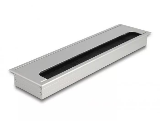 DeLOCK Kabelgjennomføring for bordmontering 300 x 80 x 28 mm sølv