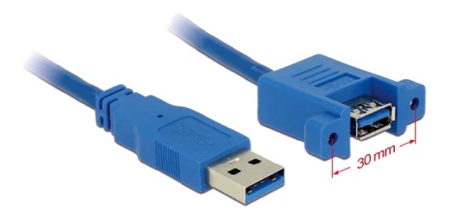 DeLOCK Cable USB 3.0 Type-A male>USB 3.0 Type-A fe panel-mount 1m