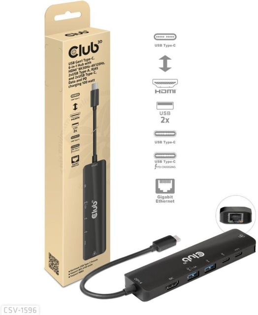 Club 3D Type-C 6-i-1-hub