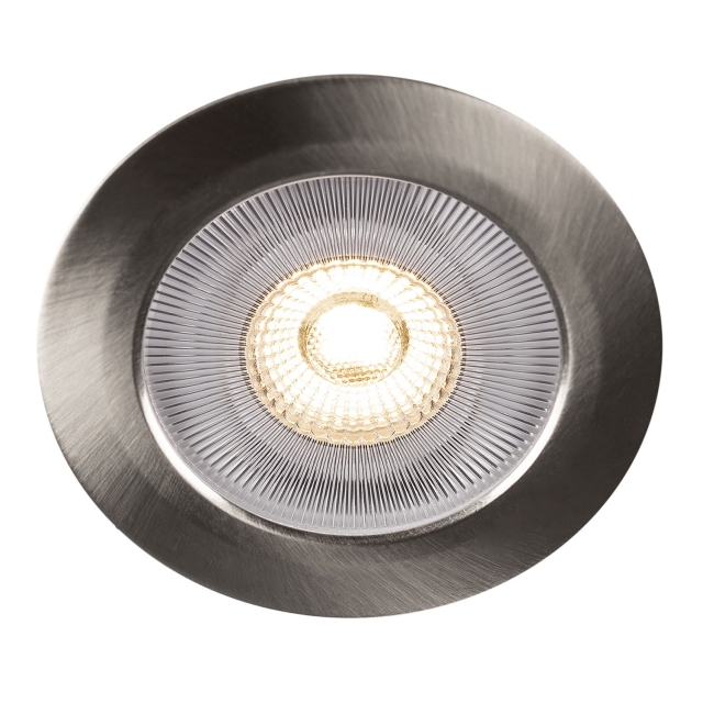Llitt Alice 12V innfelt downlight 3000K IP44 340lm børstet stål 1-pk
