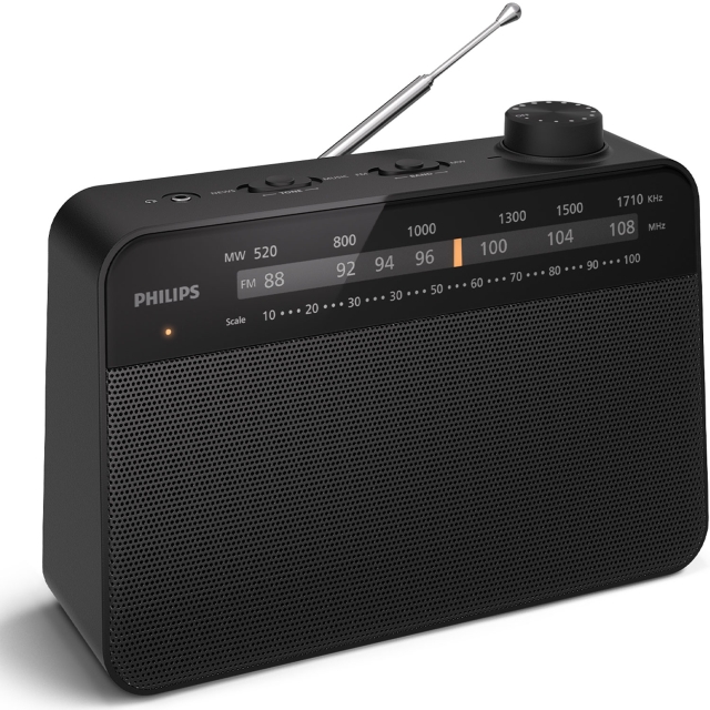 Philips Bærbar analog FM/MW-radio TAR2509. Nett- eller batteridrevet
