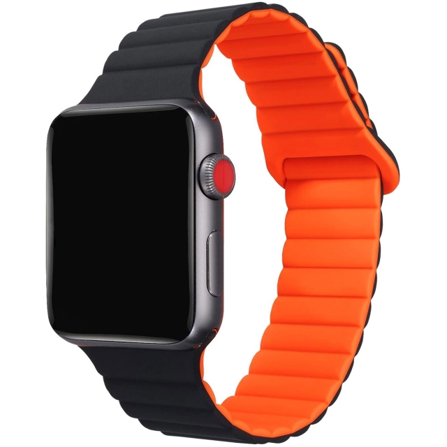 Celly Magnetisk armbånd til Apple Watch 42/44/45 mm svart/oransje