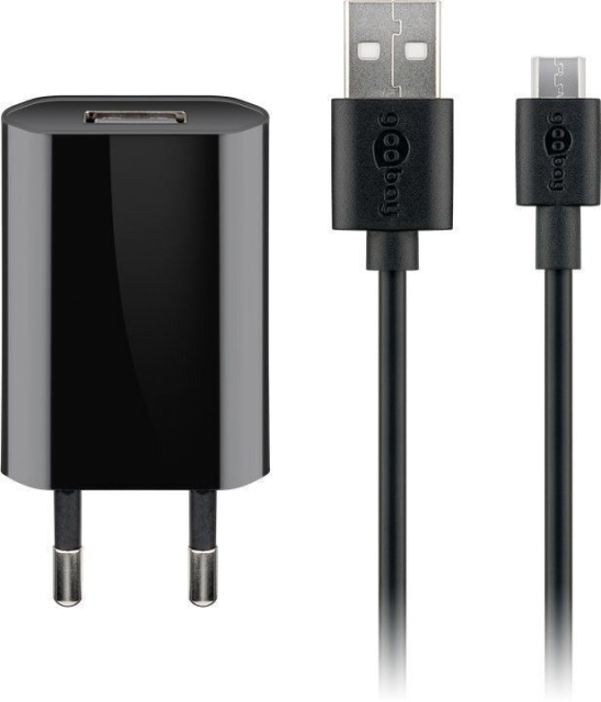 Goobay Micro-USB 5 W lader + kabel, 1 m, svart