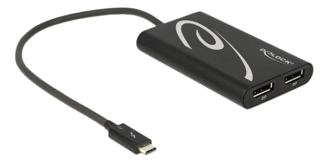 DeLOCK Adapter Thunderbolt™ 3 hann > 2 x DisplayPort hunn 4K 60 Hz