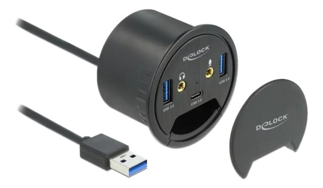 DeLOCK 3-port USB-hub på skrivebordet 1 x USB Type-C og 2 x USB Type-A +HD