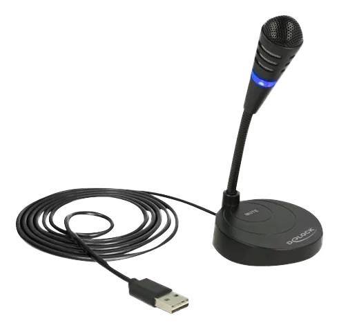 DeLOCK USB Microphone with base and Touch-Mute Button, black