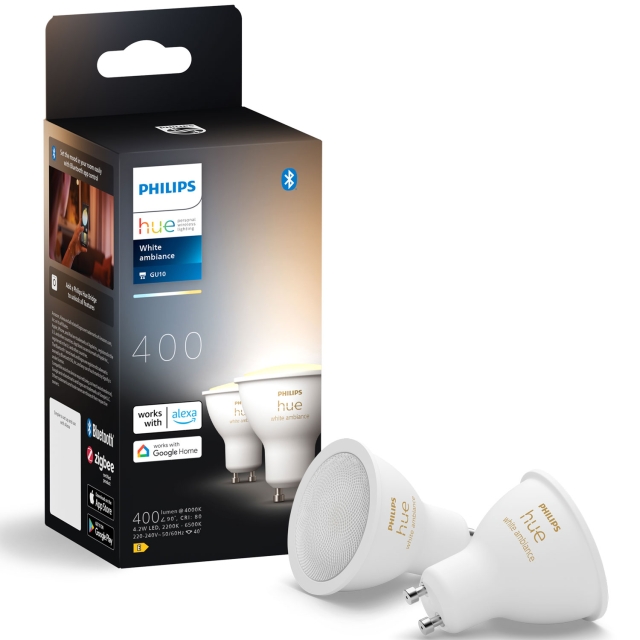 Philips Hue White Ambiance GU10 400lm 2-pakning