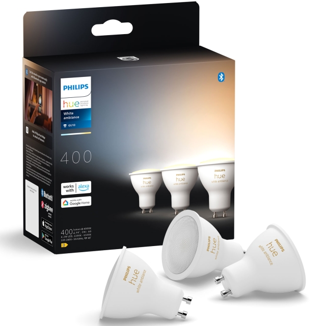 Philips Hue Hvit Ambiance GU10 400lm 3-pakning