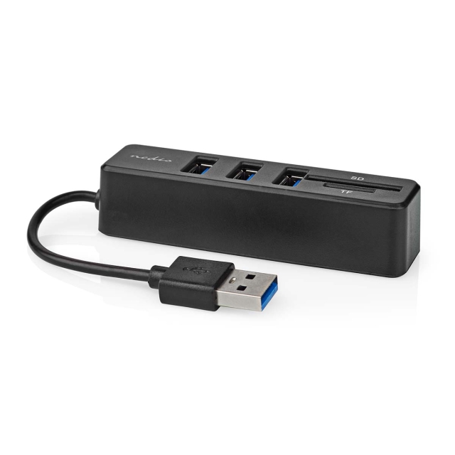Nedis USB-hub | 1x USB-A | 3x USB A Female | 5-Port port(s) | USB 2.0 | USB-Strøm | SD & MicroSD