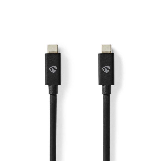 Nedis USB-kabel | USB 4.0 Gen 2x2 | USB-C™ Hann | USB-C™ Hann | 240 W | 8K@60Hz | 20 Gbps | Nikkel belagt | 2.00 m | Rund | PVC | Sort | Label