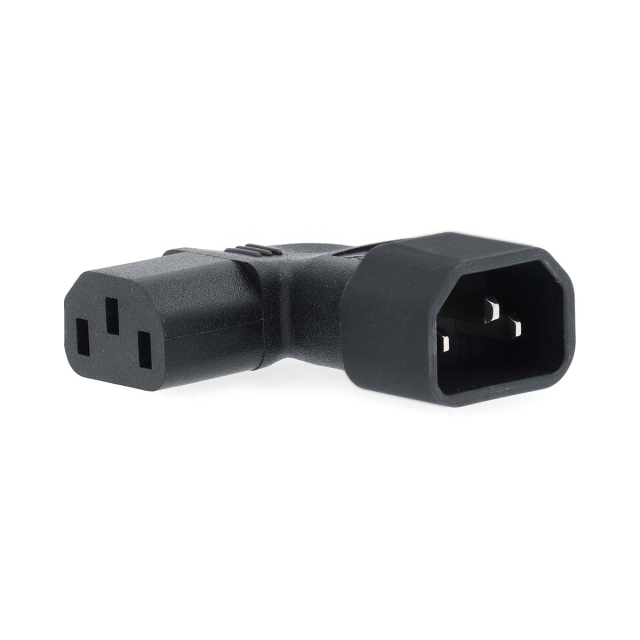 Nedis Extension Plug | IEC-320-C13 | IEC-320-C14 | Vinklet Venstre | Nikkel belagt | PVC | Sort | Boks | 1 stk