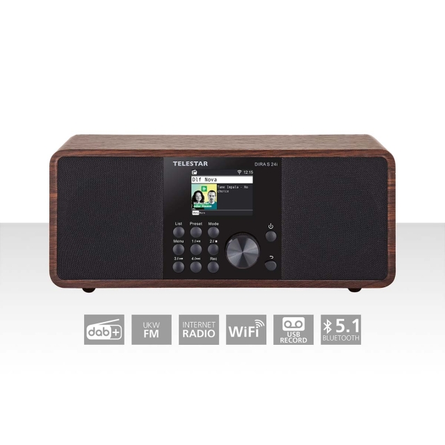 TELESTAR DIRA S 24i Multifunksjonell stereoradio DAB+ / FM / Internett / Bluetooth Wood