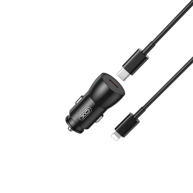 Xo billader CC57 PD 25W 1x USB-C svart + USB-C - Lightning-kabel
