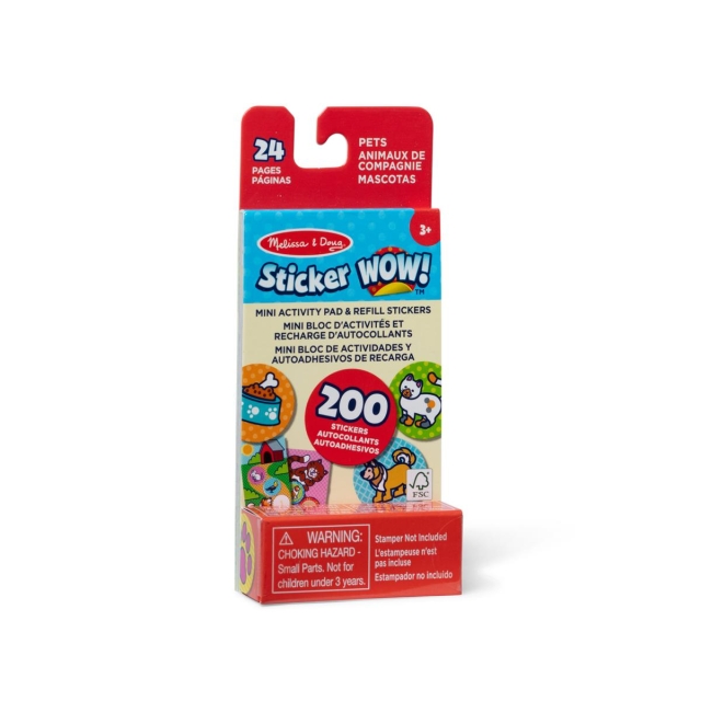 Melissa & Doug Klistremerke WOW! Mini aktivitetsblokk og refill-klistremerker: Kjæledyr