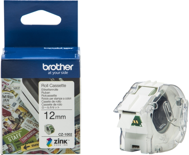 Brother CZ1002 selvklebende tape, 12 mm x 5 m, hvit