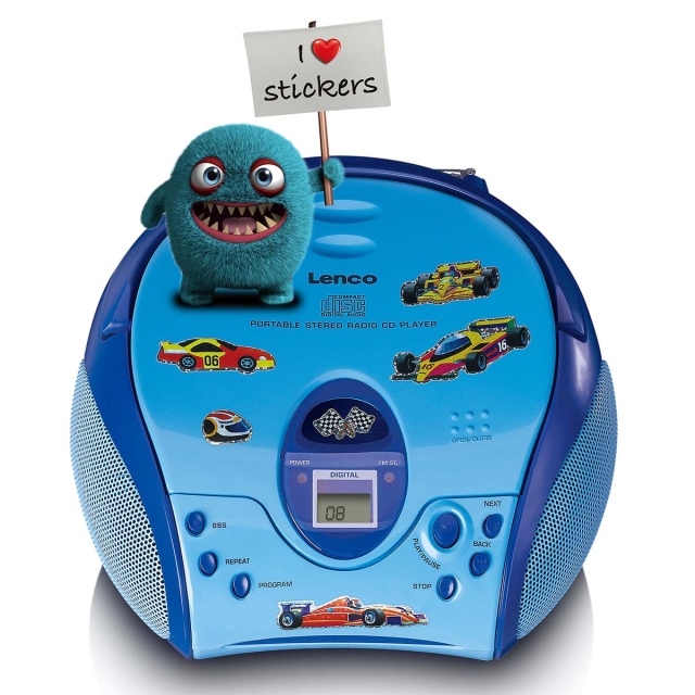 Lenco Boombox med CD-spiller, FM-radio og klistremerker Blå