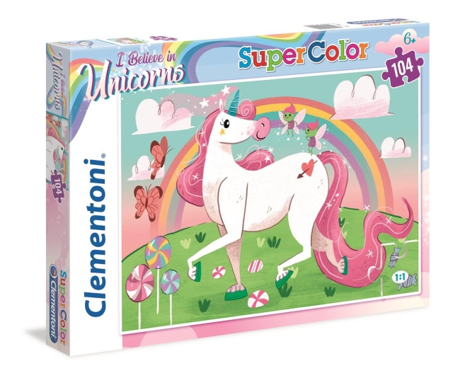 Clementoni 104 brikker Puslespill Kids SuperColors Unicorn