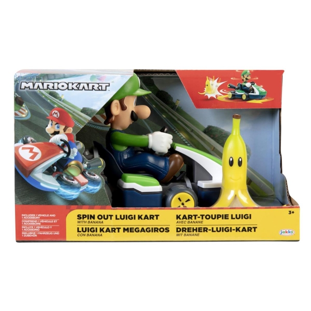 JAKKS Pacific Super Mario 2,5 tommers Spin Out Mario Kart Luigi
