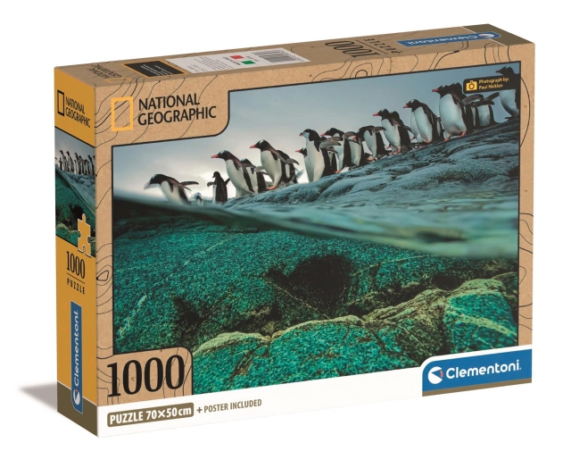 Clementoni 1000 stk CB høykvalitets samling National Geographics Gentoo Penguins