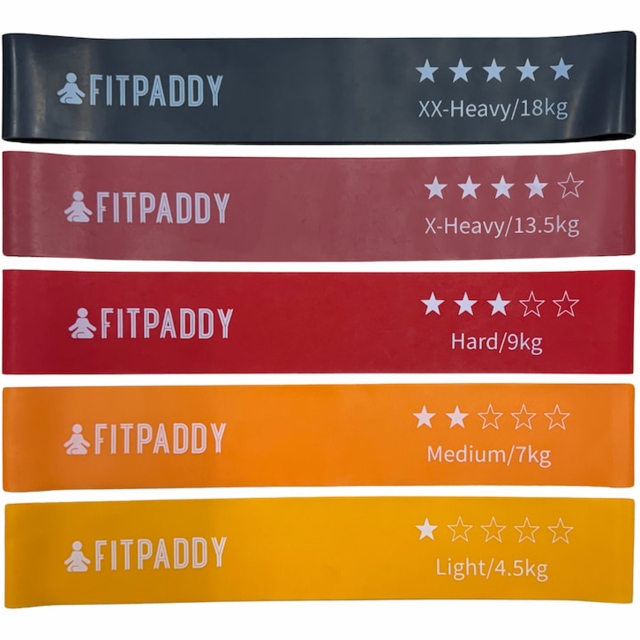 Fitpaddy Sett med 5 stk. elastiske bånd