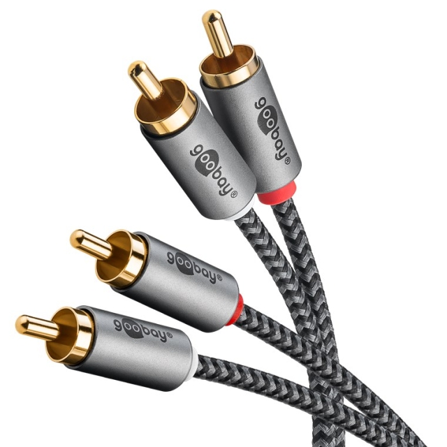 Goobay Stereo RCA-kabel, 1 m 2x RCA-kontakt (lyd venstre/høyre) > 2x RCA-kontakt (lyd venstre/høyre)