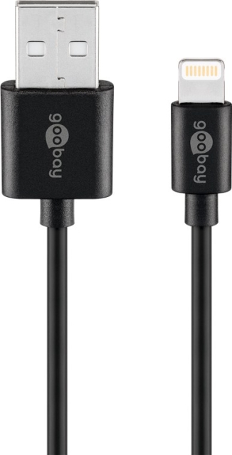 Goobay Lightning USB-kabel for lading og synkronisering, 0,5 m, svart MFi-kabel for Apple iPhone/iPad