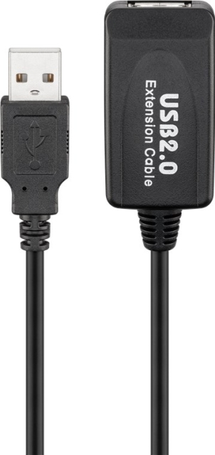 Goobay Aktiv USB-forlengelseskabel, 10 m, svart USB 2.0-plugg (type A) > USB 2.0-kontakt (type A)