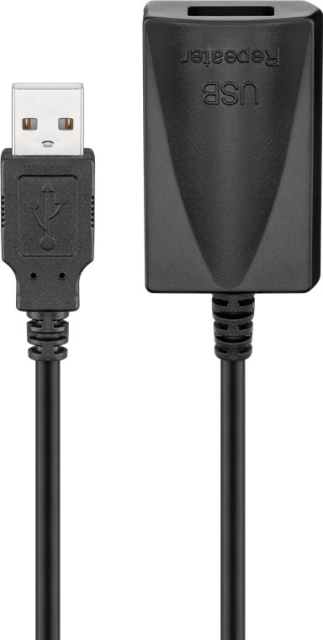 Goobay Aktiv USB-forlengelseskabel, 5 m, svart USB 2.0-plugg (type A) > USB 2.0-kontakt (type A)