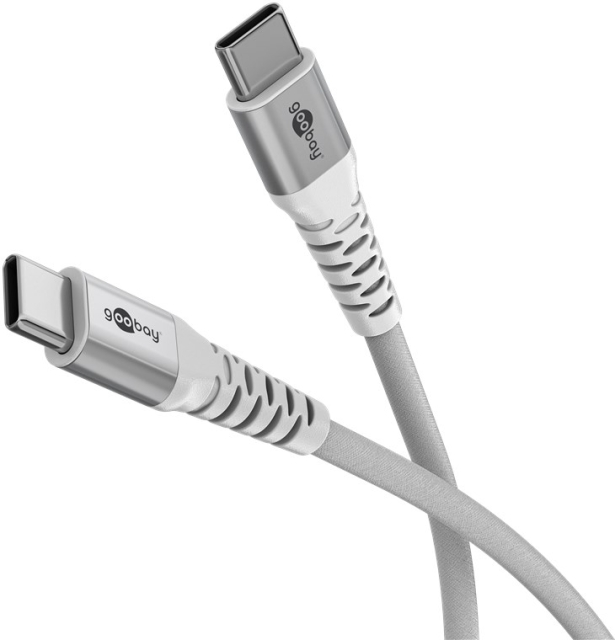 Goobay USB-C™ supermyk tekstilkabel med metallkontakter, 0,5 m, hvit Elegant og ekstra robust tilkoblingskabel for enheter med USB-C™-port