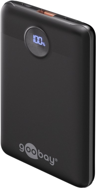 Goobay Powerbank compact 10.000 mAh praktisk og plassbesparende design med 10.000 mAh, ideell for reiser