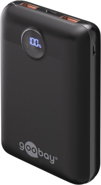 Goobay Powerbank 20.000 mAh ultrakompakt powerbank med Power Delivery og Quick Charge for hurtiglading