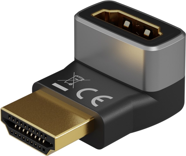 Goobay HDMI™ vinkeladapter 90° vertikal, 8K/60Hz HDMI™-kontakt (type A) > HDMI™-kontakt (type A) 90°