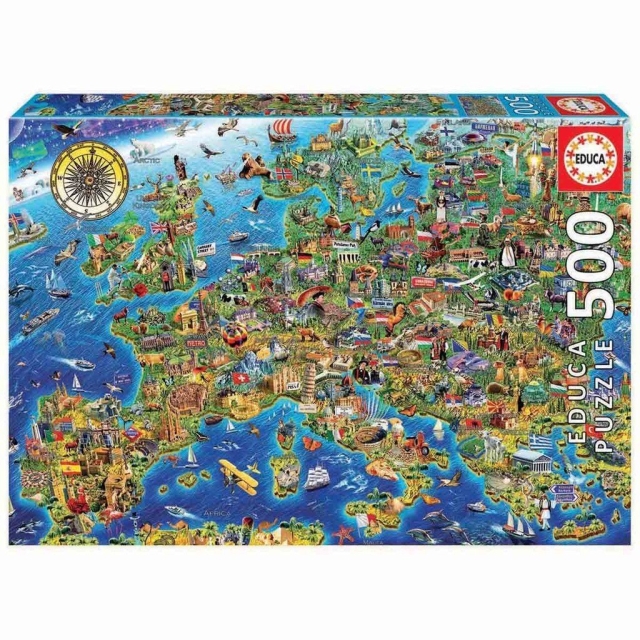 Educa 500 brikker - Crazy European Map Puzzle (80-17962)