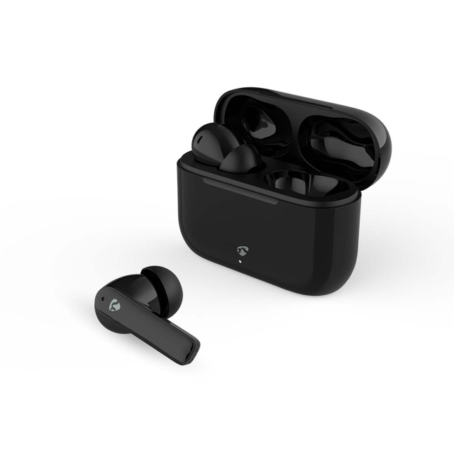 Nedis Fullt Trådløse hodetelefoner | ENC (Environmental Noise Cancelling) | Bluetooth® | Maksimal batteritid: 24 timer | Touch kontroll | Ladeboks | Trådløs ladeetui | Innebygd mikrofon | Stemmestyring | Noise canceling | IPX4 | Sort