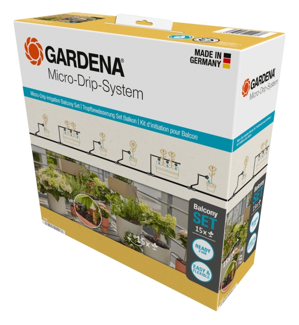 Gardena Mikro-dryppvanningssett for balkong (15 planter) - 15 planter