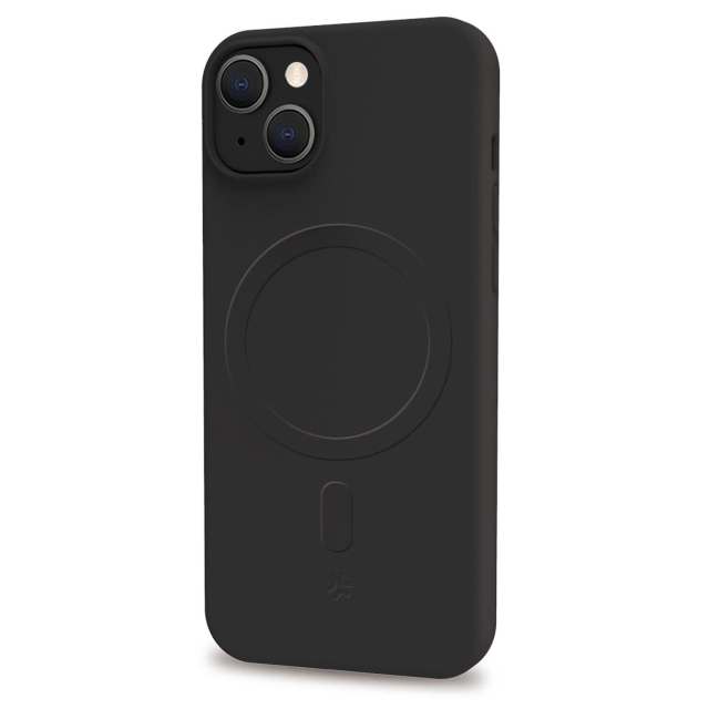 Celly Cromomag Mykt gummideksel MagSafe-kompatibel iPhone 15 Svart