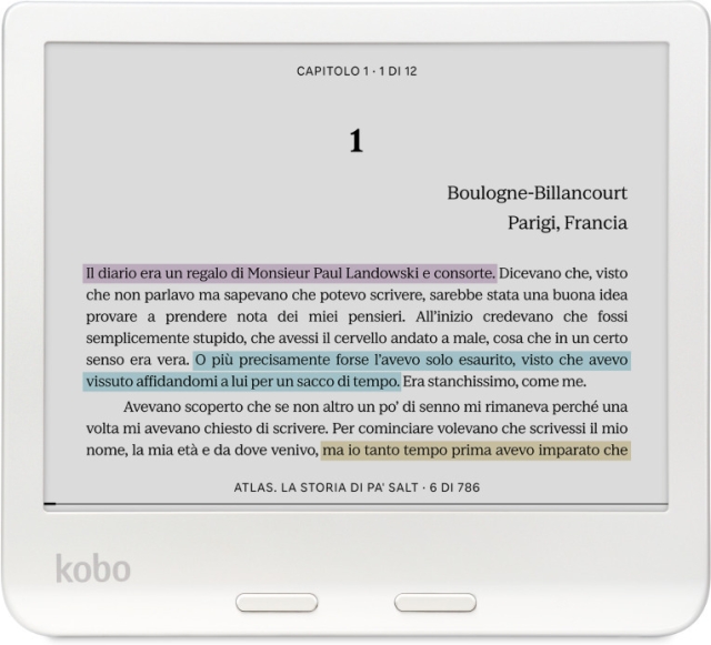 Kobo Libra Colour 7" e-bokleser, hvit