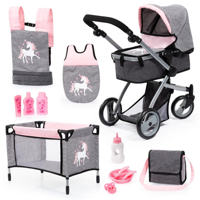 Bayer Dolls Pram Playset - Rosa / Grey (18333AC)