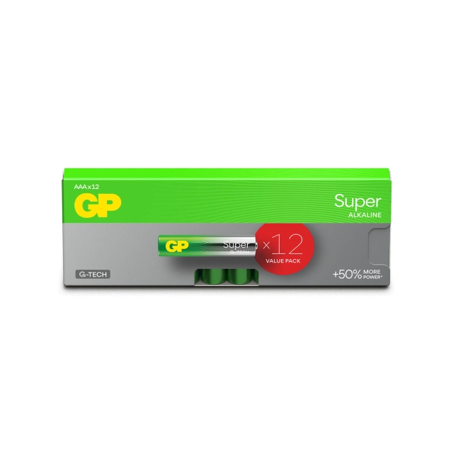 GP Batteri Super Alkaline AAA LR03 12-Pakning