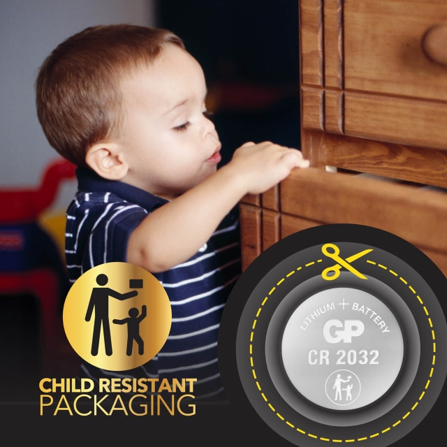 GP Knappcellebatteri Litium CR2032 10-Pakning